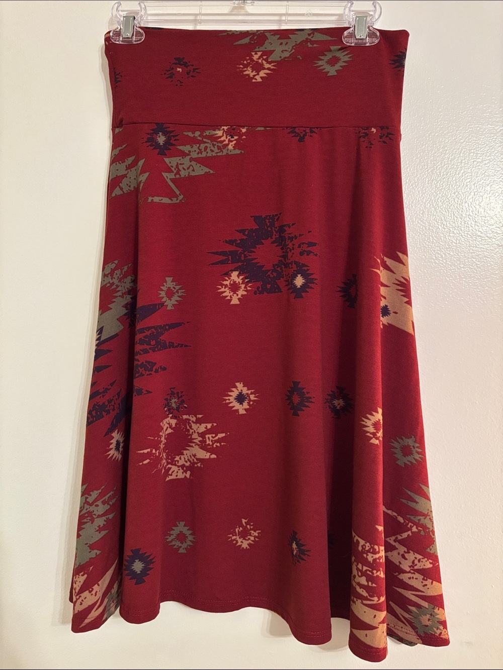 Women's Red Aztec Print A-Line Skirt